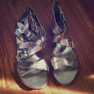 Silver gladiator sandals